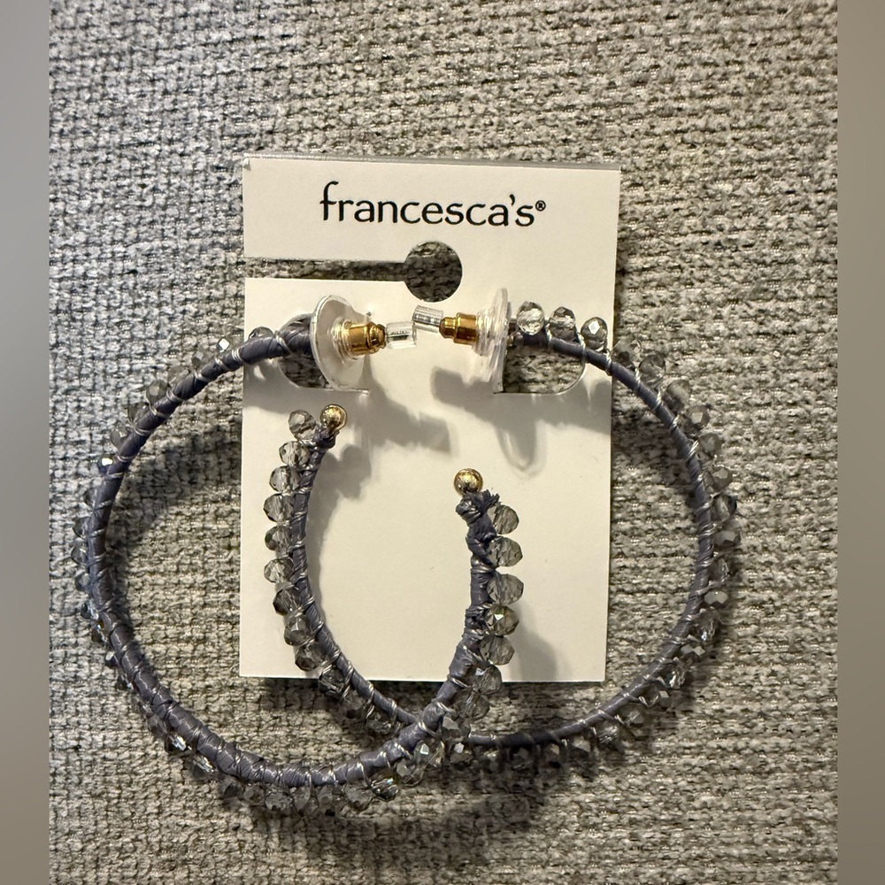Gray Braided Hoop Earrings